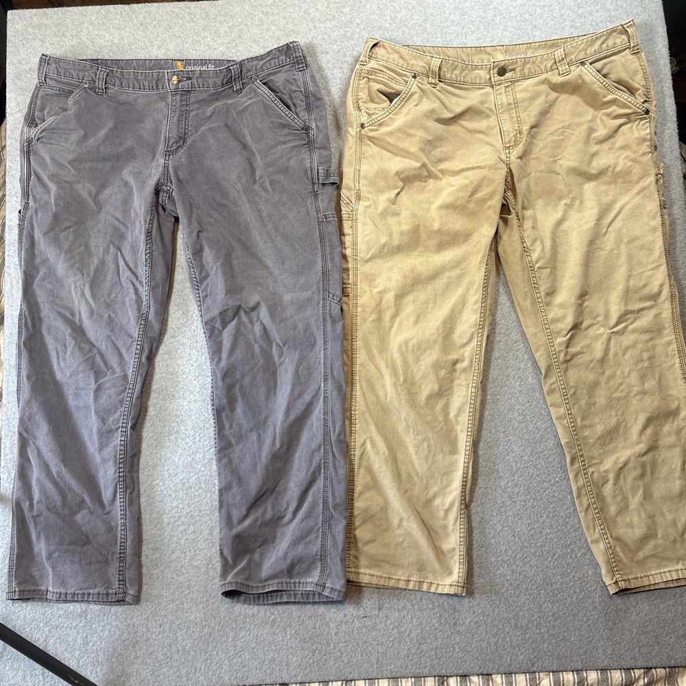 Carhartt‎ Women's Original Fit Carpenter Pants LOT OF 2 Khaki Blue Sz 18 Short